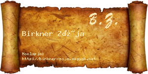 Birkner Zója névjegykártya